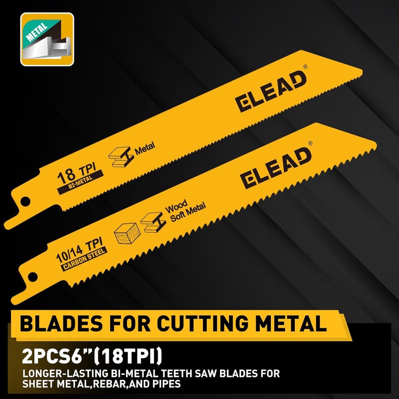 ELEAD 10-Piece Bi-Metal Reciprocating Saw Blade Set, Premium 6 & 8 Inch Wood & Metal Cutting Saw Blades with Storage Box - Image 3